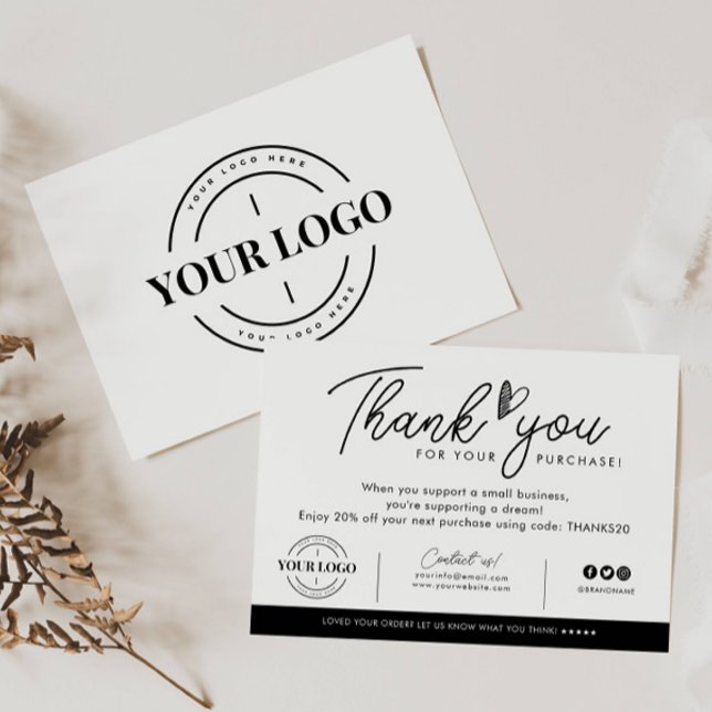 Custom Business Logo Branded Heart Thank You Order Card (Creator Uploaded)