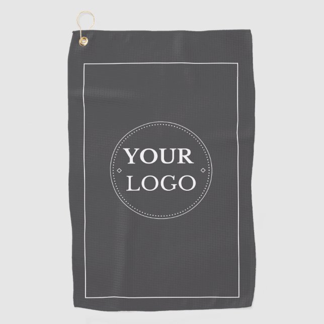 Custom Business Logo Branded Promotional Gray  Golf Towel (Front)