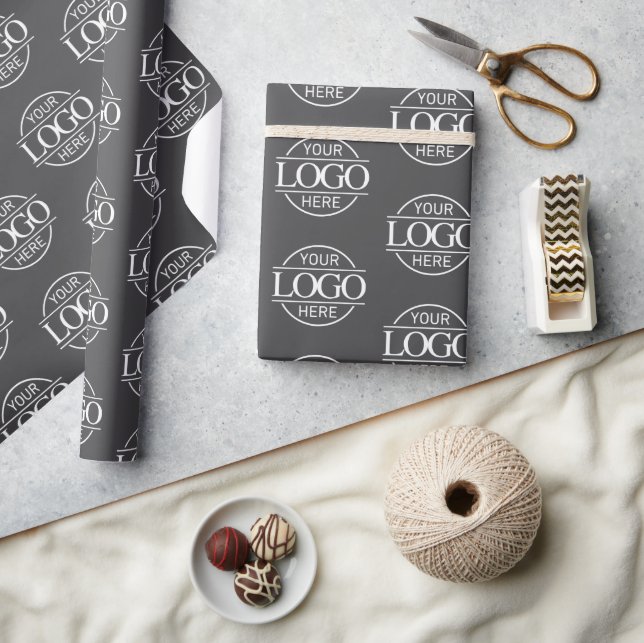 Custom Business Logo Branded Promotional Gray Wrapping Paper (Crafts)