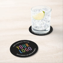 Custom Business Logo Branded Pulpboard Black Round Paper Coaster Custom Business Logo Branded Pulpboard Black Round Paper Coaster