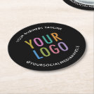 Custom Business Logo Branded Pulpboard Black Round Paper Coaster Custom Business Logo Branded Pulpboard Black Round Paper Coaster