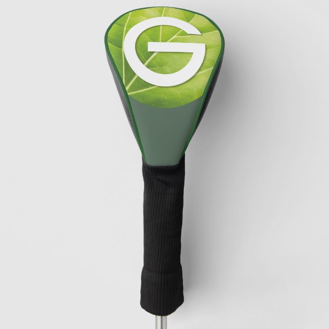 Custom Business Logo Branded Sage Green Golf Head Cover (Front)