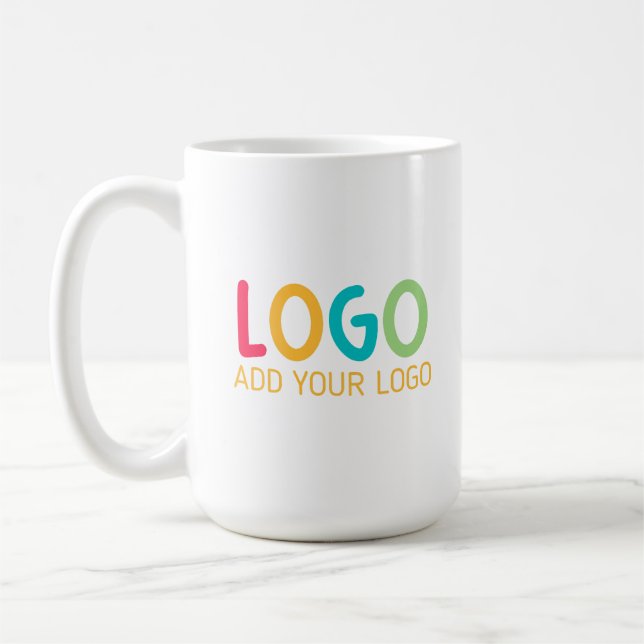 Custom Business Logo Branded Tall 15oz Coffee Mug (Left)