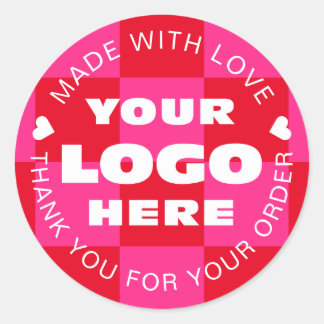 Custom Business Logo Branded Thank You Checker Classic Round Sticker
