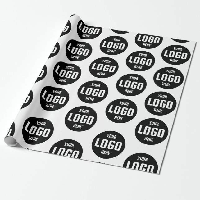 Custom Business Logo Branded – White  Wrapping Paper (Unrolled)