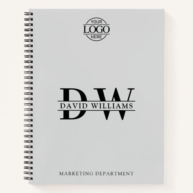 Custom Business Logo & Branding Monogram Initials Notebook (Front)