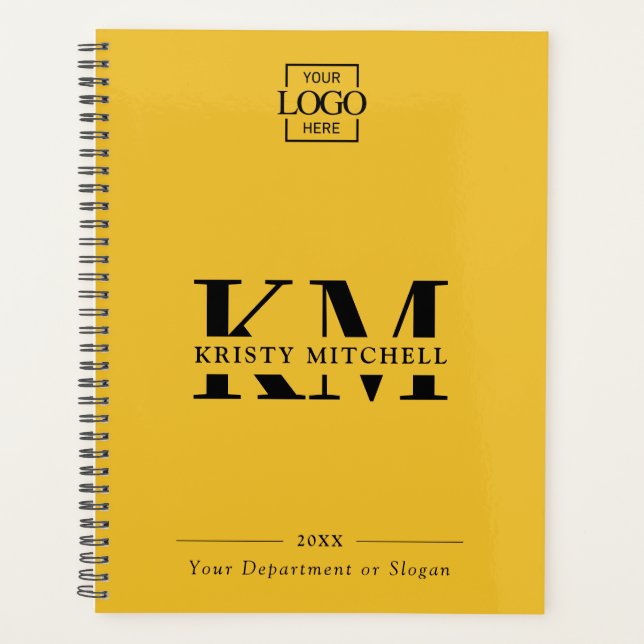 Custom Business Logo & Branding Monogram Initials Planner (Front)