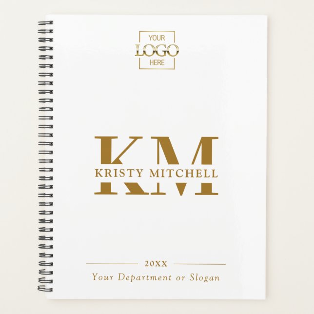 Custom Business Logo & Branding Monogram Initials Planner (Front)
