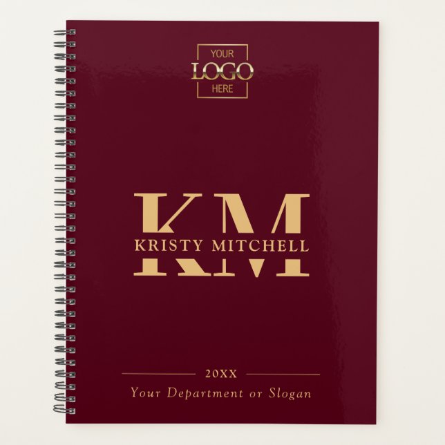 Custom Business Logo & Branding Monogram Initials Planner (Front)