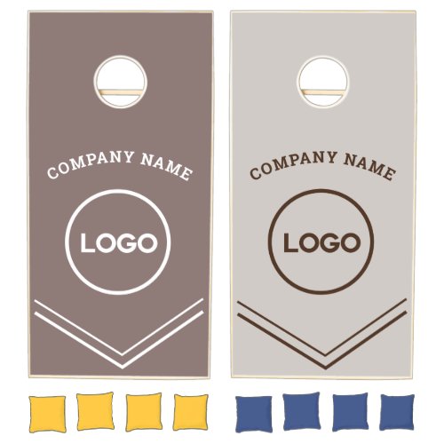 Custom Business Logo Brown Minimal Wood Board Cornhole Set