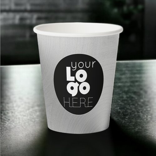 Custom Business Logo Brushed Silver Paper Cups
