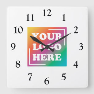 Custom Business Logo, Business Company Square Wall Clock