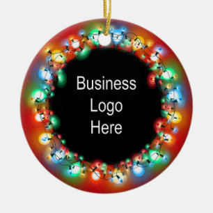 Custom Business Logo Christmas Holiday Light Bulbs Ceramic Ornament