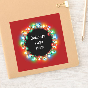 Custom Business Logo Christmas Holiday Light Bulbs Sticker
