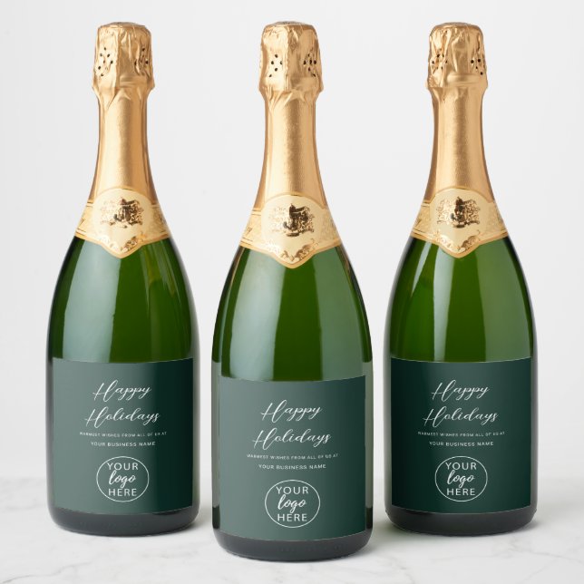 Custom Business Logo Christmas Holiday  Sparkling Wine Label (Bottles)