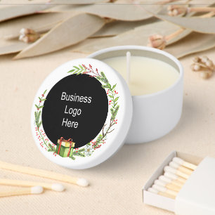 Custom Business Logo Christmas Holiday Wreath Mini Candle Favors