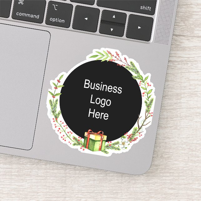 Custom Business Logo Christmas Holiday Wreath  Sticker (Detail)