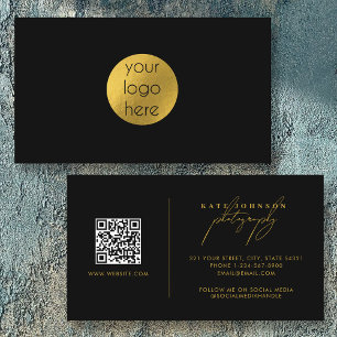 Custom Business Logo Circle Black Gold  Card