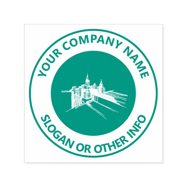 Custom Business Logo City Green Self-inking Stamp (Design)