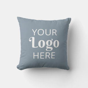 Custom Business Logo Company Brand Dusty Blue Throw Pillow