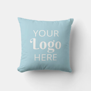 Custom Business Logo Company Brand Light Blue Throw Pillow