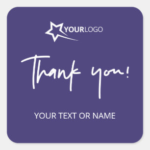 Custom Business Logo Company Branded Thank You Square Sticker