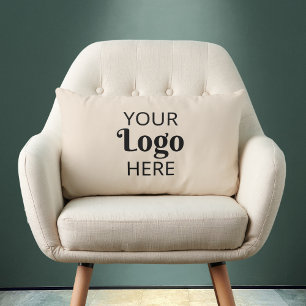  Custom Business Logo Company Branding Beige Lumbar Pillow