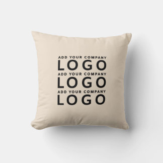 Custom Business Logo Company Branding Beige Throw Pillow