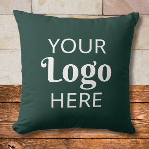 Custom Business Logo Company Branding Forest Green Throw Pillow