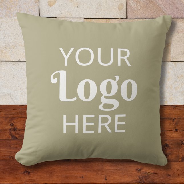 Custom Business Logo Company Branding Sage Green Throw Pillow (Creator Uploaded)