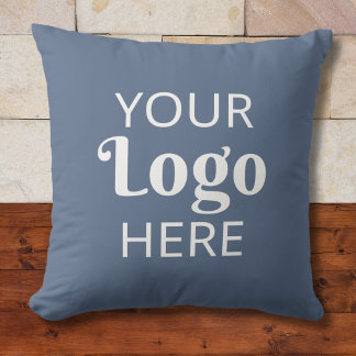 Custom Business Logo Company Branding Slate Blue Throw Pillow