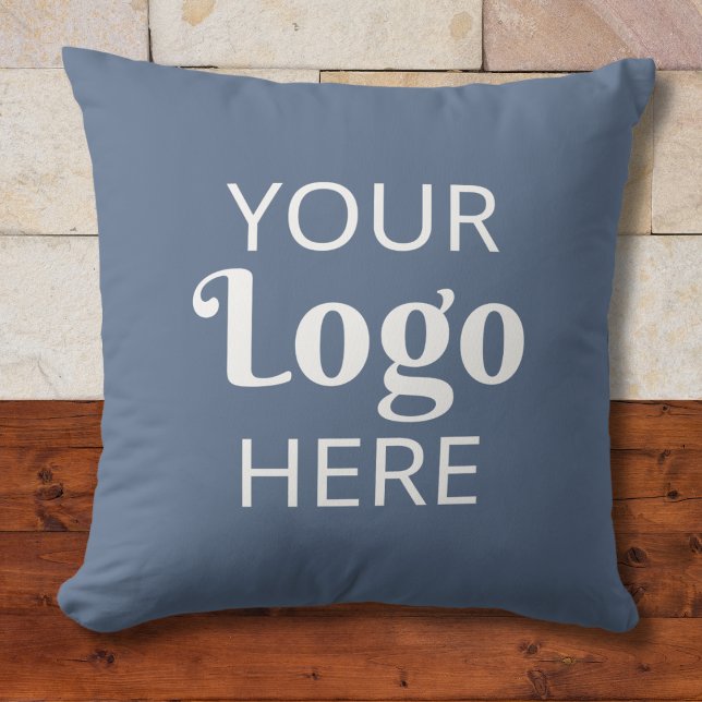Custom Business Logo Company Branding Slate Blue Throw Pillow (Creator Uploaded)