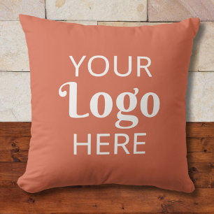 Custom Business Logo Company Branding Terracotta Throw Pillow