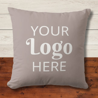  Custom Business Logo Company Branding Warm Taupe Throw Pillow