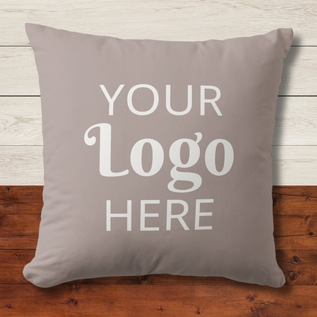  Custom Business Logo Company Branding Warm Taupe Throw Pillow (Creator Uploaded)