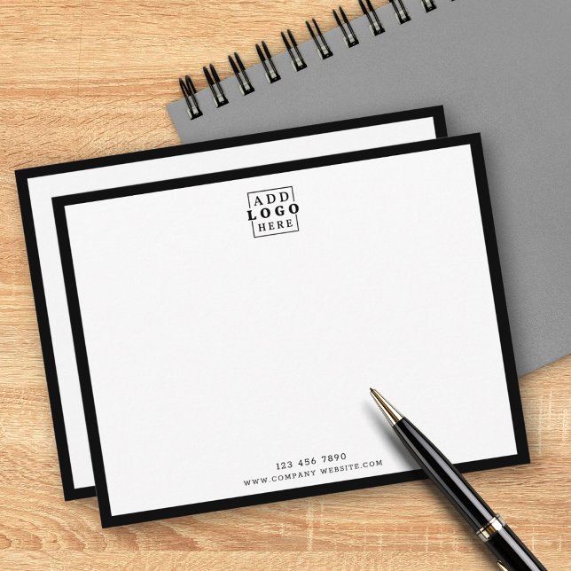 Custom Business Logo Company Contact Black Border Note Card (Creator Uploaded)