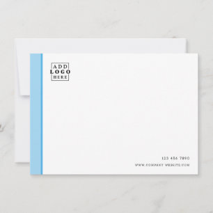 Custom Business Logo Company Contact Blue Border Note Card