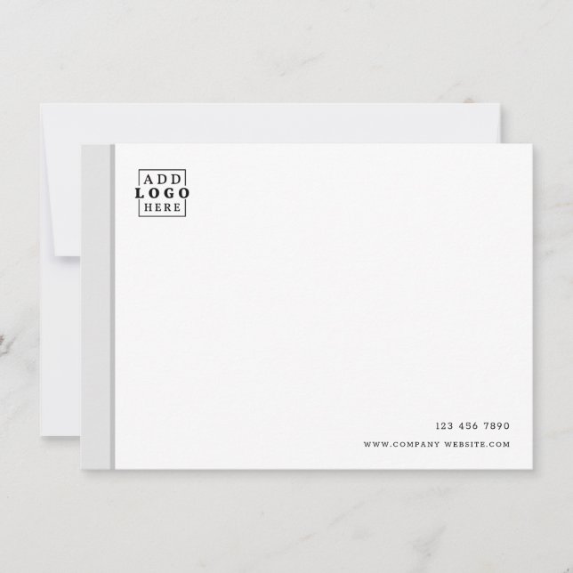 Custom Business Logo Company Contact Gray Border  Note Card (Front)