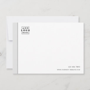 Custom Business Logo Company Contact Gray Border  Note Card