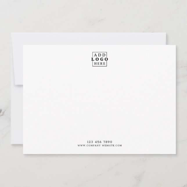 Custom Business Logo Company Contact Minimalist  Note Card (Front)