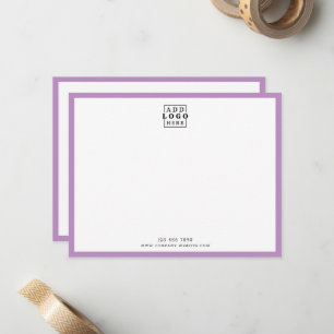 Custom Business Logo Company Contact Purple Border Note Card