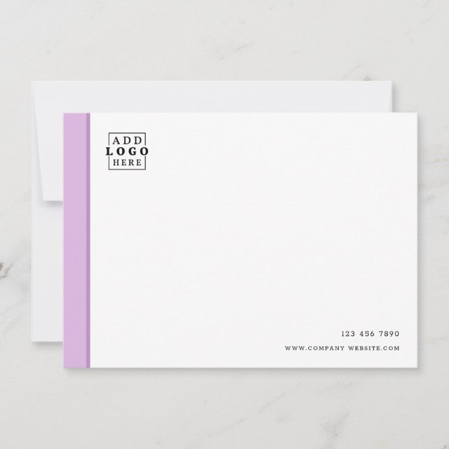 Custom Business Logo Company Contact Purple Line Note Card (Front)