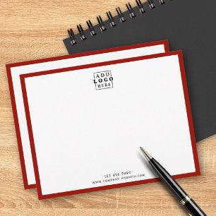 Custom Business Logo Company Contact Red Border Note Card
