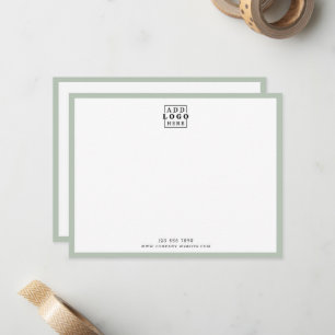 Custom Business Logo Company Contact Sage Border Note Card