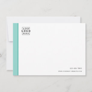 Custom Business Logo Company Contact Teal Border Note Card