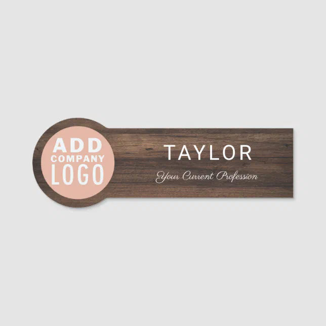 Rustic Name Label Custom Business Logo Company Employee Rustic Name Tag | Zazzle