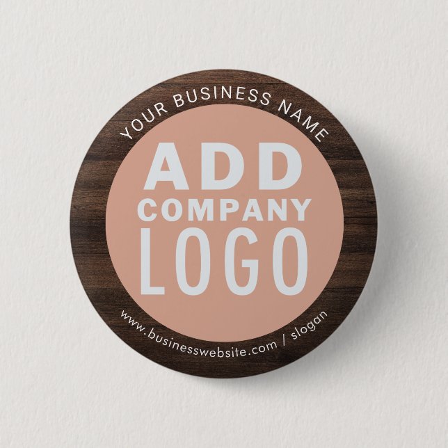 Custom Business Logo Company Employees Rustic Button (Front)