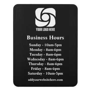 Custom Business Logo Company Hours Black Door Sign