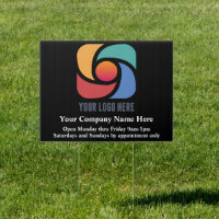 Custom Business Logo Company Hours Black Yard