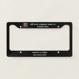 Custom Business Logo Company Marketing Black License Plate Frame